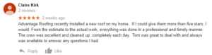Testimonial for Lake Mary Roofing Company